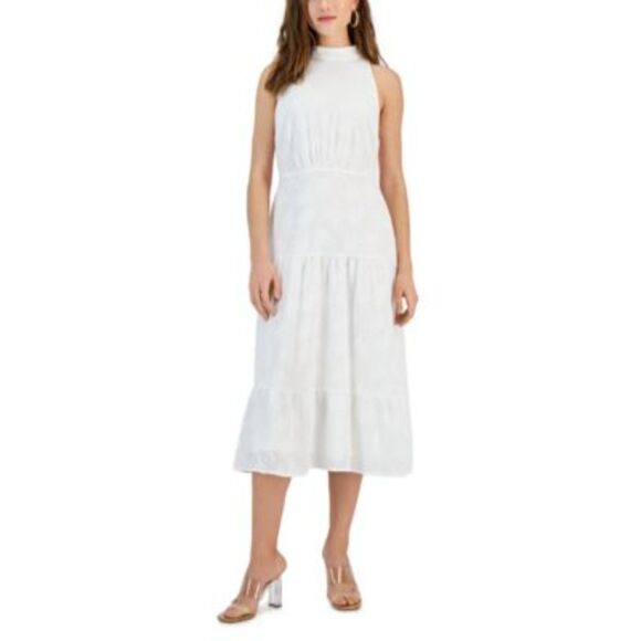 Sam Edelman Women NWT New High-Neck Tie-Back Midi Dress Boho White Size 14 G307 - Picture 2 of 12